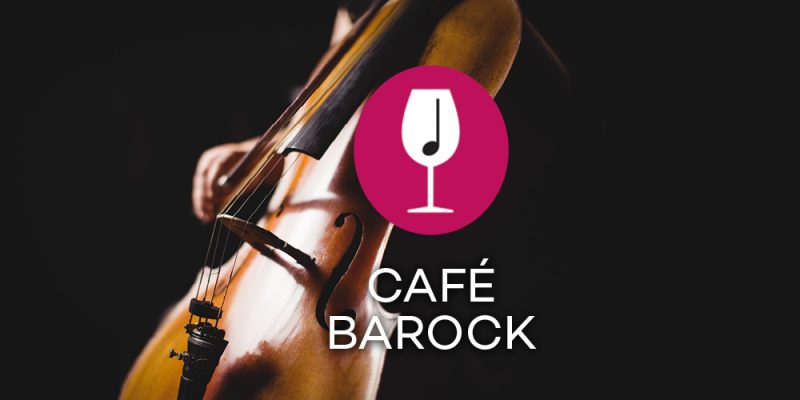 Sello mustalla taustalla ja Cafe Barockin logo