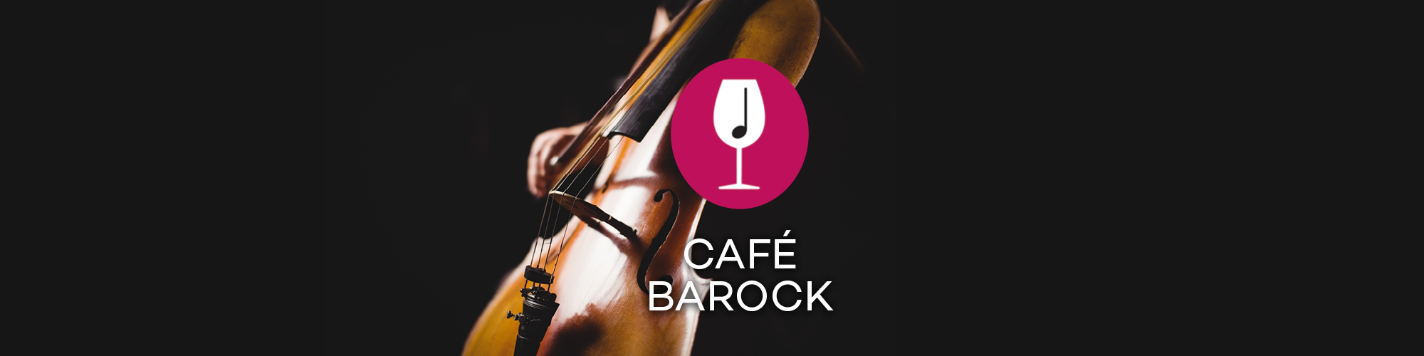 Sello mustalla taustalla ja Cafe Barockin logo